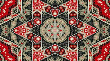 Soyut etnik otantik simetrik desen süs dekoratif Kaleidoscope hareketi geometrik daire ve yıldız şekli