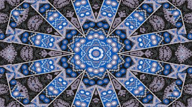 Soyut etnik otantik simetrik desen süs dekoratif Kaleidoscope hareketi geometrik daire ve yıldız şekli