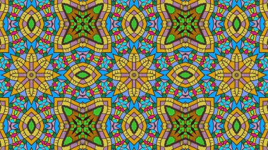 Soyut etnik otantik simetrik desen süs dekoratif Kaleidoscope hareketi geometrik daire ve yıldız şekli