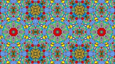 Soyut etnik otantik simetrik desen süs dekoratif Kaleidoscope hareketi geometrik daire ve yıldız şekli