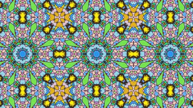 Soyut etnik otantik simetrik desen süs dekoratif Kaleidoscope hareketi geometrik daire ve yıldız şekli