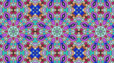 Soyut etnik otantik simetrik desen süs dekoratif Kaleidoscope hareketi geometrik daire ve yıldız şekli