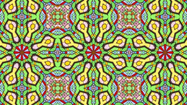 Soyut etnik otantik simetrik desen süs dekoratif Kaleidoscope hareketi geometrik daire ve yıldız şekli