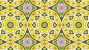 Soyut etnik otantik simetrik desen süs dekoratif Kaleidoscope hareketi geometrik daire ve yıldız şekli