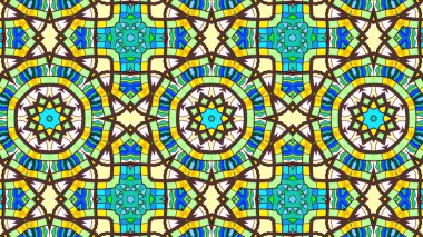 Soyut etnik otantik simetrik desen süs dekoratif Kaleidoscope hareketi geometrik daire ve yıldız şekli