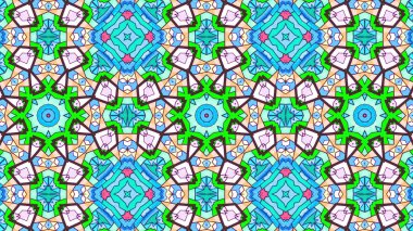 Soyut etnik otantik simetrik desen süs dekoratif Kaleidoscope hareketi geometrik daire ve yıldız şekli