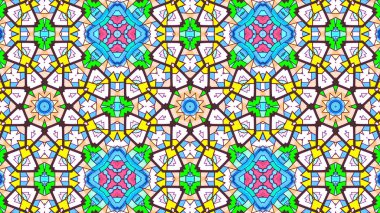 Soyut etnik otantik simetrik desen süs dekoratif Kaleidoscope hareketi geometrik daire ve yıldız şekli