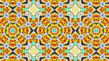 Soyut etnik otantik simetrik desen süs dekoratif Kaleidoscope hareketi geometrik daire ve yıldız şekli