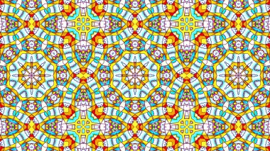 Soyut etnik otantik simetrik desen süs dekoratif Kaleidoscope hareketi geometrik daire ve yıldız şekli