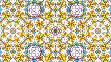 Soyut etnik otantik simetrik desen süs dekoratif Kaleidoscope hareketi geometrik daire ve yıldız şekli