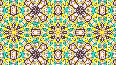 Soyut etnik otantik simetrik desen süs dekoratif Kaleidoscope hareketi geometrik daire ve yıldız şekli