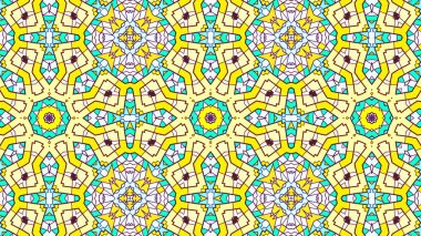 Soyut etnik otantik simetrik desen süs dekoratif Kaleidoscope hareketi geometrik daire ve yıldız şekli