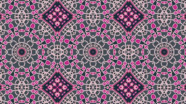 Soyut etnik otantik simetrik desen süs dekoratif Kaleidoscope hareketi geometrik daire ve yıldız şekli