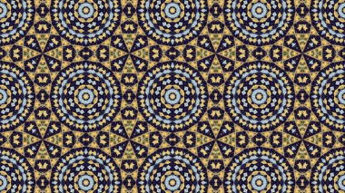 Soyut etnik otantik simetrik desen süs dekoratif Kaleidoscope hareketi geometrik daire ve yıldız şekli
