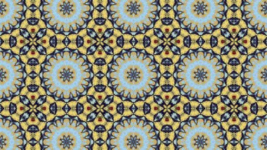 Soyut etnik otantik simetrik desen süs dekoratif Kaleidoscope hareketi geometrik daire ve yıldız şekli