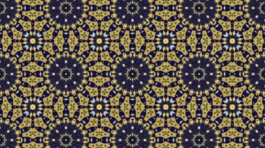 Soyut etnik otantik simetrik desen süs dekoratif Kaleidoscope hareketi geometrik daire ve yıldız şekli