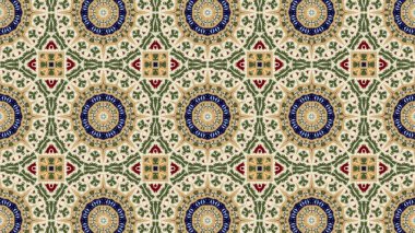 Soyut etnik otantik simetrik desen süs dekoratif Kaleidoscope hareketi geometrik daire ve yıldız şekli