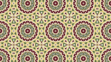 Soyut etnik otantik simetrik desen süs dekoratif Kaleidoscope hareketi geometrik daire ve yıldız şekli