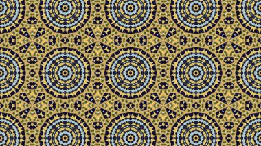 Soyut etnik otantik simetrik desen süs dekoratif Kaleidoscope hareketi geometrik daire ve yıldız şekli