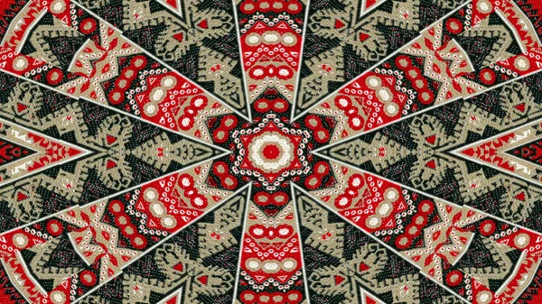 Abstrakte Ethnische Authentische Symmetrische Muster Ornamentale Dekorative Kaleidoskop Bewegung Geometrischer — Stockfoto