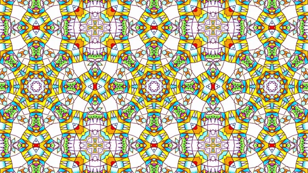 Soyut etnik otantik simetrik desen süs dekoratif Kaleidoscope hareketi geometrik daire ve yıldız şekli