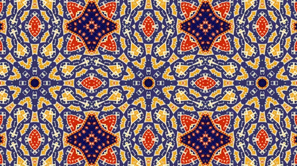 Abstrakte Ethnische Authentische Symmetrische Muster Ornamentale Dekorative Kaleidoskop Bewegung Geometrischer — Stockfoto