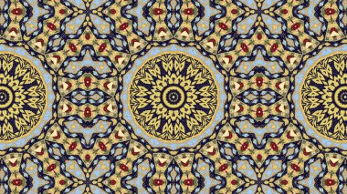 Soyut etnik otantik simetrik desen süs dekoratif Kaleidoscope hareketi geometrik daire ve yıldız şekli
