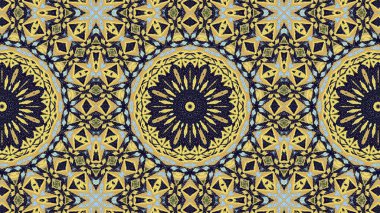 Soyut etnik otantik simetrik desen süs dekoratif Kaleidoscope hareketi geometrik daire ve yıldız şekli