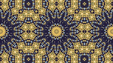 Soyut etnik otantik simetrik desen süs dekoratif Kaleidoscope hareketi geometrik daire ve yıldız şekli