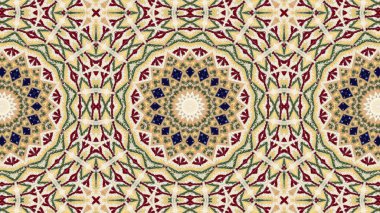 Soyut etnik otantik simetrik desen süs dekoratif Kaleidoscope hareketi geometrik daire ve yıldız şekli