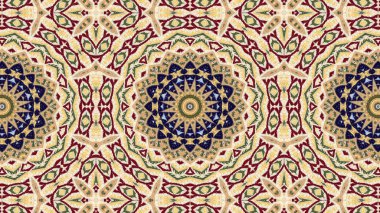 Soyut etnik otantik simetrik desen süs dekoratif Kaleidoscope hareketi geometrik daire ve yıldız şekli