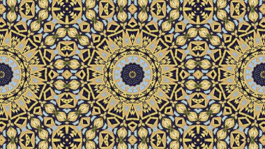 Soyut etnik otantik simetrik desen süs dekoratif Kaleidoscope hareketi geometrik daire ve yıldız şekli