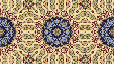 Soyut etnik otantik simetrik desen süs dekoratif Kaleidoscope hareketi geometrik daire ve yıldız şekli