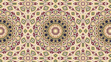 Soyut etnik otantik simetrik desen süs dekoratif Kaleidoscope hareketi geometrik daire ve yıldız şekli