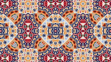 Soyut etnik otantik simetrik desen süs dekoratif Kaleidoscope hareketi geometrik daire ve yıldız şekli