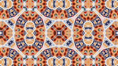 Soyut etnik otantik simetrik desen süs dekoratif Kaleidoscope hareketi geometrik daire ve yıldız şekli