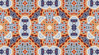 Soyut etnik otantik simetrik desen süs dekoratif Kaleidoscope hareketi geometrik daire ve yıldız şekli