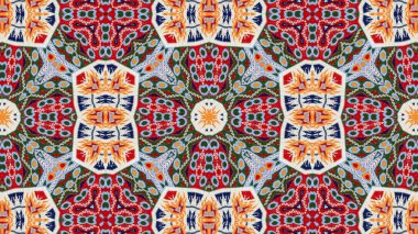 Soyut etnik otantik simetrik desen süs dekoratif Kaleidoscope hareketi geometrik daire ve yıldız şekli