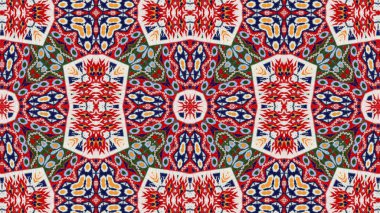Soyut etnik otantik simetrik desen süs dekoratif Kaleidoscope hareketi geometrik daire ve yıldız şekli