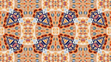 Soyut etnik otantik simetrik desen süs dekoratif Kaleidoscope hareketi geometrik daire ve yıldız şekli