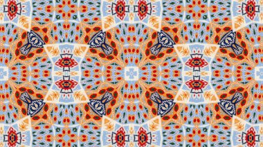 Soyut etnik otantik simetrik desen süs dekoratif Kaleidoscope hareketi geometrik daire ve yıldız şekli