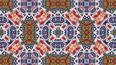 Soyut etnik otantik simetrik desen süs dekoratif Kaleidoscope hareketi geometrik daire ve yıldız şekli