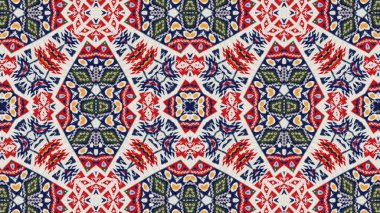 Soyut etnik otantik simetrik desen süs dekoratif Kaleidoscope hareketi geometrik daire ve yıldız şekli