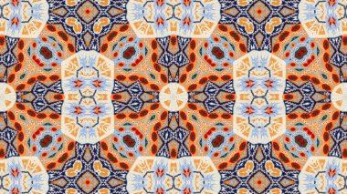 Soyut etnik otantik simetrik desen süs dekoratif Kaleidoscope hareketi geometrik daire ve yıldız şekli