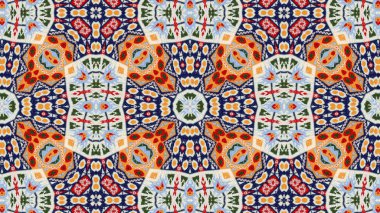 Soyut etnik otantik simetrik desen süs dekoratif Kaleidoscope hareketi geometrik daire ve yıldız şekli