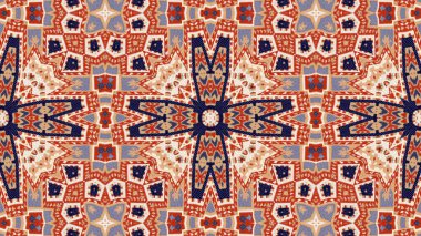 Soyut etnik otantik simetrik desen süs dekoratif Kaleidoscope hareketi geometrik daire ve yıldız şekli