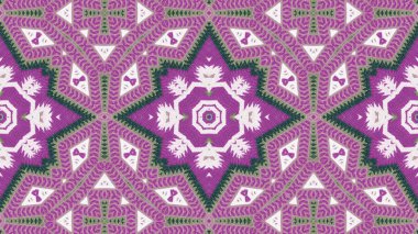 Soyut etnik otantik simetrik desen süs dekoratif Kaleidoscope hareketi geometrik daire ve yıldız şekli
