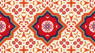Soyut etnik otantik simetrik desen süs dekoratif Kaleidoscope hareketi geometrik daire ve yıldız şekli