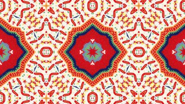 Soyut etnik otantik simetrik desen süs dekoratif Kaleidoscope hareketi geometrik daire ve yıldız şekli