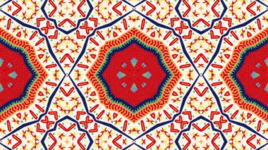 Soyut etnik otantik simetrik desen süs dekoratif Kaleidoscope hareketi geometrik daire ve yıldız şekli